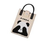 TISHITA Borsa Tracolla Donna Sacca Uncinetto Pochette Mini Panda in Poliestere Trasformabile Adatta per Shopping Regali Festa Primavera Utilizzo Quotidiano, Beige