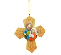 TISHITA Decorazione Natalizia con Ciondolo, Decorazione per Albero, Realizzata in Resina Dipinta a Mano, Adatta per La Casa, Croce 8.3 Cm X 2 Cm X 10 Cm