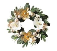 TISHITA Ghirlanda Natalizia Finta per Porta Principale con Fiori Ornamentali Palline Natalizie E Foglie Verdi in Pvc Pp Resina Adatta per Feste Decorazioni I, Style a