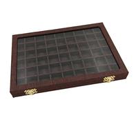 TISHITA Griglia a Linee, Coperchio in Vetro Trasparente, Anelli, Supporto, Espositore, Organizer, 31x22x2,8 Cm, Marrone