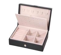 TISHITA Jewelry Box Organizer Contenitore Multifunzione per Gioielli con in Pelle PU Astuccio per Orologi Orecchini Collane Anelli E Bracciali Format, Nero