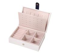 TISHITA Jewelry Box Organizer Contenitore Multifunzione per Gioielli con in Pelle PU Astuccio per Orologi Orecchini Collane Anelli E Bracciali Format, Bianco
