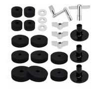 TISHITA Kit da 4 Pezzi Protezioni in Feltro per Piatti Batteria con Boccole E Di per Hardware Batteria Accessori Percussioni Occidentali atto per Studio di Registrazione, Nero