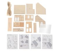 TISHITA Modellino di Casa per Diorama Edificio in Legno Scenario in Miniatura Kit Architettonico Progetto Fai da Te Educativo Adatto per Appassionati, Tetto di Paglia