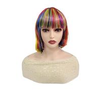 TISHITA Parrucca Bob con Capelli Corti E Lisci Dai Colori Dell'arcobaleno, per Cosplay, Da Indossare Tutti I Giorni, per Compleanno