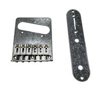 TISHITA Piastra Ponte Sella Ricambio 6 Corde Parti Chitarra Elettrica con Manopole E Piastra Comando Metallo Robusto Accessori Fissi Adatti a Liutai Chitarris, Argento