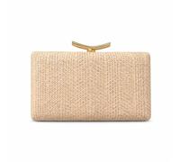 TISHITA Pochette Donna Pochette Elegante Borsa Borsetta Rigida a Busta con Raffinato in Paglia PP E Cotone Chiusura Sicura in Metallo Adatta per Invitate a, Array, Beige