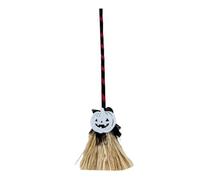 TISHITA Scopa da Strega Decorazione di Halloween Manico di Scopa da Mago Accessorio per Feste Design Interattivo con Movimento E Luci Adatta per Ingressi E Gi, Nero Rosso
