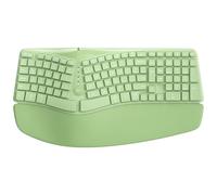 TISHLED Bow Split Tastiera Ergonomica Senza Fili con Imbottito Polso & Poggiapolsi, Wireless 2.4G/Bluetooth/Wired USB-C, Confortevole Digitazione Naturale, Compatibile con Windows/Mac/PC/Laptop, Verde