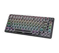 TISHLED Tastiera meccanica da gioco in stile macchina da scrivere con manopola del volume retroilluminata a LED arcobaleno compatta TKL a 82 tasti NKRO Clicky Blue Switches Hot Swappable Retro