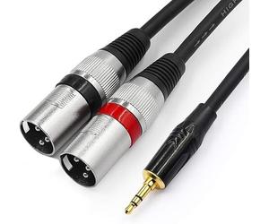 Tisino Cavo 35 mm a XLR 3.5mm a Doppio XLR Maschio Stereo Cavo Breakout Patch -