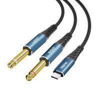 Tisino Cavo audio USB C a Jack 6,35mm（3m, Cavo USB C a doppio TS Mono per smartphone/tablet/collegament/laptop ad amplificatore/mixer per console di missaggio/altoparlante