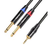 Tisino Cavo Jack 3,5 a Jack 6,3, Cavo Audio Jack 3,5 mm a Doppio 6,35mm Cavo Jack Mono per Smartphone Tablet PC Cuffie Altoparlante Amplificatore Mixer Audio Lettore DVD etc. - 1m