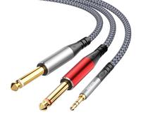 Tisino Cavo Jack 3,5mm a 6,35mm (1m), da 3,5 mm TRS a doppio cavo breakout audio mono da 6,35 mm per telefoni, lettori CD e MP3/altoparlanti e amplificatori