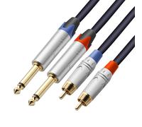 Tisino Cavo RCA a Jack, Cavo 2 RCA a 2 Jack 6,3 mm per Ricevitore AV, Amplificatore, Sistema Audio Stereo HiFi - 3 m
