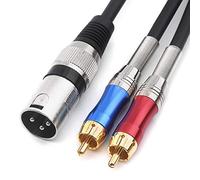 TISINO Cavo Splitter a Y Patch Doppio RCA a XLR Maschio, Jack Sbilanciato 2 RCA/Cuffie a 1 XLR Splitter Duplicatore Adattatore Cavo a Y - 3m