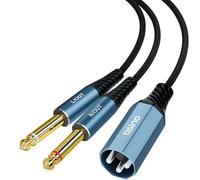 Tisino Cavo splitter HDMI da 6,35 mm TS a XLR (2 m), XLR maschio a doppio jack da 6,35 mm TS mono (stereo L/R), microfono convertitore audio adattatore per mixer, amplificatore, effetti