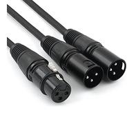 TISINO Cavo Splitter XLR, Adattatore XLR 3 Pin Femmina a Doppio Cavo XLR Maschio Patch Y Splitter Microfono Adattatore Cavo Audio Bilanciato - 0.5m