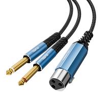 Tisino - Cavo splitter XLR femmina a doppio jack TS da 6,35 mm (1 m, cavo adattatore convertitore XLR femmina a jack mono da 6,35 mm non bilanciato per tastiere, sintetizzatori, DI-Box, mixer)