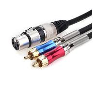 TISINO Splitter a Y XLR Femmina a Doppio RCA Cavo Patch, Adattatore Splitter Duplicatore Lead Cavo a Y Sbilanciato 1 XLR a 2 RCA/Cuffie - 3m