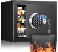 Tiskgg Cassaforte con impronta digitale per la casa con sacca ignifuga, cassaforte con impronta digitale da 22L con scaffale rimovibile e modalità di allarme duale, cassaforte digitale per denaro