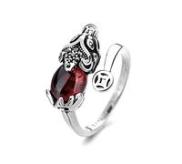 TiSkying Anello Feng Shui, Anello di Protezione del Mantra di Ruby Pixiu Mani Anello della Ricchezza Amuleto Ricchezza Anello Regolabile Aperto Fortunato Anello di Gioielli Buddisti per Uomini Donne