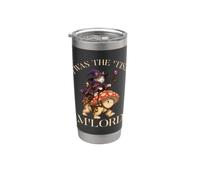 Tism M'Lord Cat Wizard Riding Mushroom Fantasy Bicchiere termico in acciaio inox doppia parete