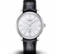 Tissot Carson Premium Automatic Lady T122.207.16.036.01 Women's Watch, Silver Dial, Black Leather Strap