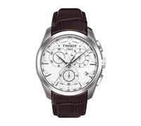 Tissot Couturier T0356171603100 Orologio cronografo da uomo in acciaio inossidabile argento con cinturino in pelle marrone, Argento/Marrone, misura unica, casual