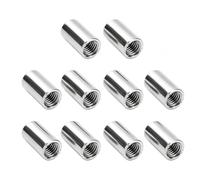 Tissting 10 Pcs Manicotti Filettati Rotondi M10 x 1,5 25 mm Lunghezza Kit Dado Connettore Filettatura Femmina in Acciaio Inossidabile, Dadi di Accoppiamento Tondi per Fissaggio