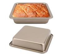 Tissting 2 Pezzi Stampo Plumcake,Teglia da Forno Antiaderente 22,5 x 22,5 x 4,6cm Quadrata Profonda Teglia da Forno Acciaio al Carbonio per Biscotti Pane, Facile da Pulire, Oro