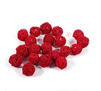 Tissting 20 PCS Palline in Rattan, Palline Decorative in Vimini 3cm Sfere Rattan Vaso Centrotavola Ciotole Riempitore per Artigianato Matrimonio Festa Natalizie Appeso Wobble Palla di Natale