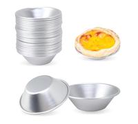 Tissting 25 Pezzi Stampo per Cupcake, Stampo per Dessert Antiaderente Riutilizzabile Rotondo in Alluminio, Stampi per Crostate Piccole, Mini Cupcake, Muffin, Biscotti, Pirottini per Cuocere al Forn