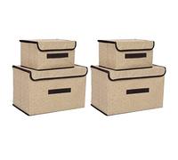 Tissting 4 Scatole Portaoggetti in Tessuto Non Tessuto con Coperchio Pieghevole Due Grandi Due Piccole per Organizzare La Conservazione di Prodotti per Bambini, Vestiti, Asciugamani, Coperte(Beige)