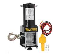 Tissting Argano Elettrico 24V con Telecomando Cavo d'Acciaio 3000lbs per ATV UTV, Kit di Installazione Bracket Mini, Terminale a Nucleo di Rame, Gancio in Lega D'acciaio Temperato,