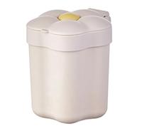Tissting Bidone della spazzatura da scrivania con coperchio, contenitore per la spazzatura piccolo a forma di fiore, cestino per la carta, design in plastica con apertura grande (Bianca)