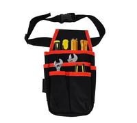 Tissting Borsa Porta Attrezzi Marsupio 600D Oxford Bordo Rosso Cintura Porta Attrezzi da Lavoro con Cintura Regolabile in Nylon, Elettricista Tasca Portautensili per Tecnici, Carpentieri, Costruttori