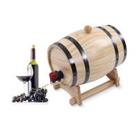Tissting Botte per Vino, 3L Legno Botti di Birra con Rubinetto e Supporto, Dispenser Pino Barile di Vino Autoprodotto Botti di Invecchiamento Botte per Whisky Vino, Distributore di Vino