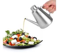 Tissting Bottiglia di Olio in Acciaio Inossidabile 600ml Olio D'oliva Distributore di Salsa di Aceto Contenitore a Bocca Lunga Teiera Condimento Bollitore Filtraggio Residui di Olio