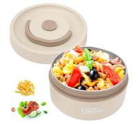 Tissting Contenitore Termico per Alimenti, 420ml Bento Box, Termico Impilabile Acciaio Inossidabile 304, Thermos per Alimenti Caldi, Manico Barattolo Portatile Porta Pranzo (Beige isolante)
