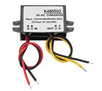 Tissting Convertitore Buck Step Down, Regolatore Tensione DC-DC Impermeabile 12V/24V/36V/48V a 5V 2A Modulo Alimentazione Protezione Cortocircuito per Schermi LED Telecamere Ventilatori Motori Pompe