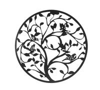 Tissting Decoro da Parete Metallo, 30 cm Albero Della Vita Decorazione da Parete Rotonda Quadro da Parete con Ramoscelli, Uccelli e Farfalla, Scultura da Parete per Patio Soggiorno Ufficio Giardino