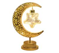 Tissting Lampada da tavolo a forma di luna a mezza luna del ferro romantico, batteria a led mezzaluna luce magia appendere decorazioni per lampada lunare, lampada da tavolo mezzaluna (E)