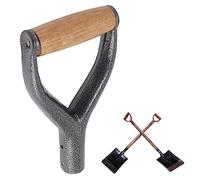 Tissting Manico per Pala con Impugnatura in Legno, Manico a Vanga di Ricambio in Ferro a Forma di Y da 3,1cm di Diametro Interno Protezione Per Le Mani Accessorio Giardino Strumento di Scavo