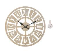 Tissting Orologio da Parete Legno Analogico Display Decor Giardino Sala Esterno, Orologio Appeso Interno Casa Ufficio Camera (Diametro 33)