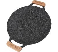 Tissting Padella per Barbecue Coreana, 38 cm Padella per Barbecue Piatta in Alluminio, Padella Rotonda Antiaderente con Manici, Padella, Griglia, per Piano Cottura a Gas a Induzione