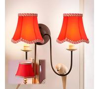 Tissting Paralume per Lampada E14, Moderno Paralume Clip-on in Tessuto Rosso con Bordi Pizzo, Illuminazione Naturale per Camera da Letto, Hotel, Casa, Lampada da Terra, Lampadario, Lampada da Tavolo