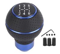 Tissting Pomello del Cambio in Pelle, Leva del Cambio in Lega di Alluminio, Accessori per Auto, 5 Marce, 2,17x2,95 Pollici, Copri Cambio Classico Nero, Sostituzione Universale, for Automobili Manuali
