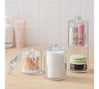 Tissting Porta Dischetti Struccanti, Contenitori Trasparenti Ermetici con Coperchi per Bagno e Cucina, Organizzatore per Batuffoli di Cotone, 4 Pezzi, Materiale PS, per Vanità e Viaggi