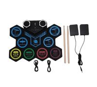 Tissting Portable Rollable Electronic Drum Set MIDI Practice Mat with Dual Speakers Drum Sticks Pedal - Suitable for Beginners Professionals Home Practice Outdoor Party Camping